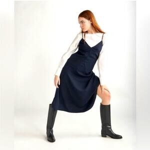Thakoon Midnight Dark Navy Blue slip midi dress NEW 4